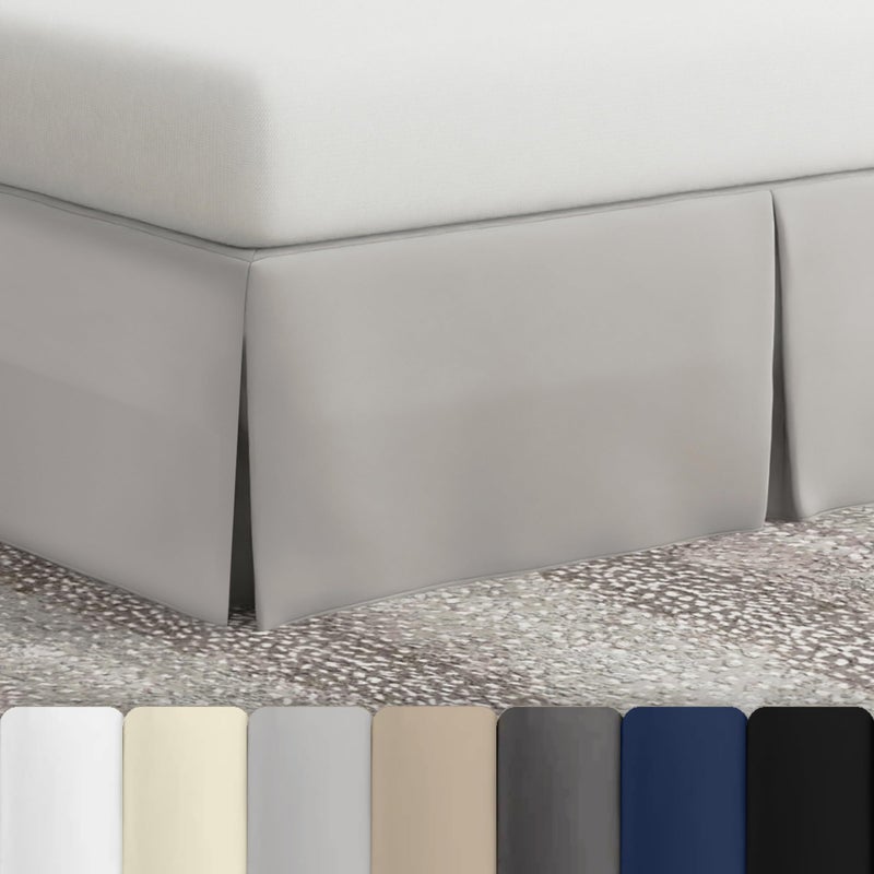 Bed Maker's Bed Makerâ€™s Never Lift Your Mattress Bed Skirt, Designed for Box Spring Beds, Split Corners, 14 Inch Drop Length, Queen, Silver - Image 1